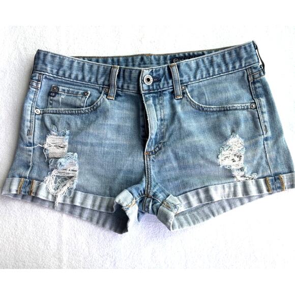 USA Made AG Adriano Goldschmied Cuffed Destroyed Distressed Denim Shorts 27 - Picture 1 of 5